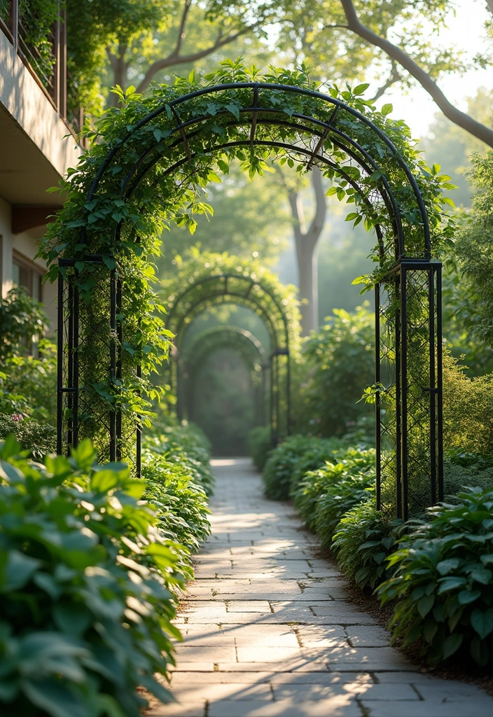 25+ Vegetable Garden Trellis Ideas for Vertical Growth 88 25+ Vegetable Garden Trellis Ideas for Vertical Growth - 14. Arched Wire Trellis