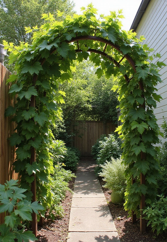 25+ Vegetable Garden Trellis Ideas for Vertical Growth 95 25+ Vegetable Garden Trellis Ideas for Vertical Growth - 15. Grape Arbor Trellis