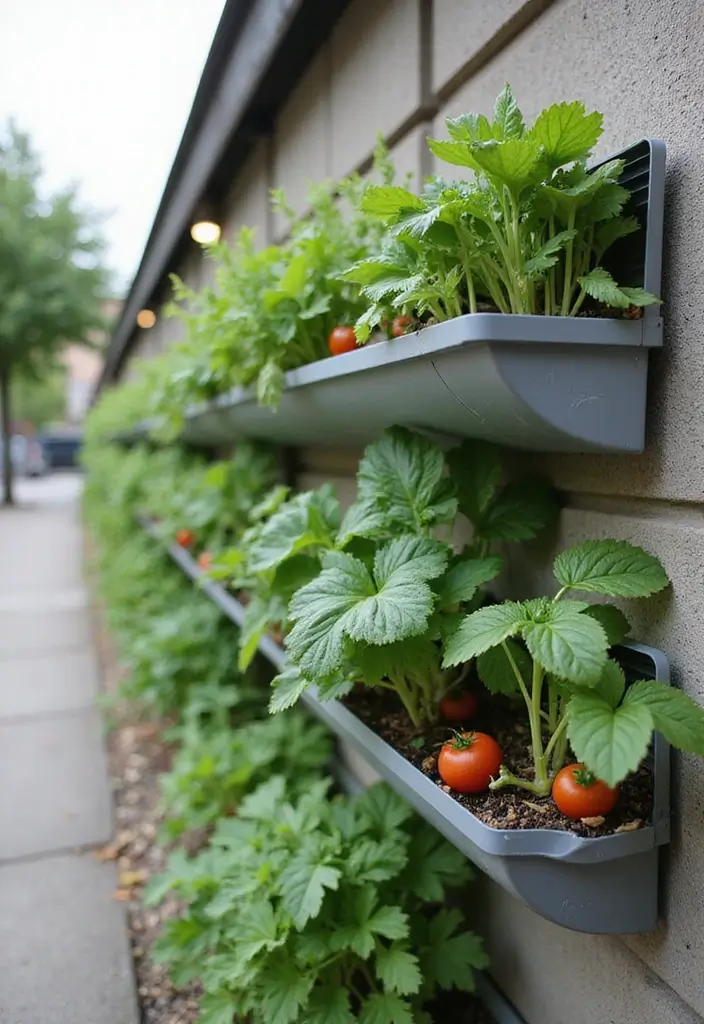 25+ Vegetable Garden Trellis Ideas for Vertical Growth 107 25+ Vegetable Garden Trellis Ideas for Vertical Growth - 17. Vertical Gutter Garden