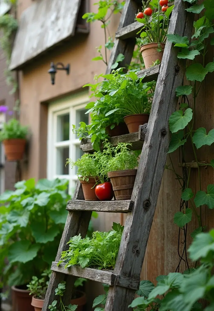 25+ Vegetable Garden Trellis Ideas for Vertical Growth 36 25+ Vegetable Garden Trellis Ideas for Vertical Growth - 6. Vertical Ladder Trellis