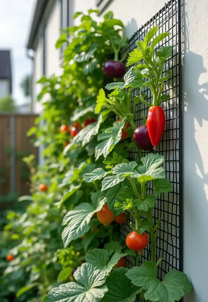 25+ Vegetable Garden Trellis Ideas for Vertical Growth 43 25+ Vegetable Garden Trellis Ideas for Vertical Growth - 7. Wire Mesh Trellis
