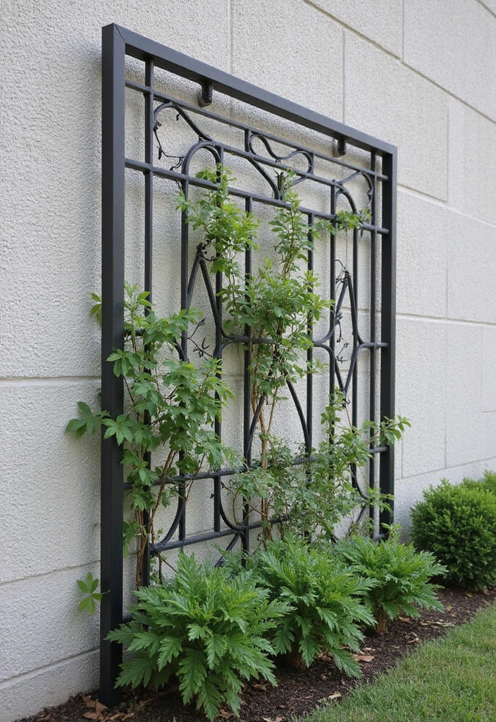 25+ Wall Trellis Ideas to Add Texture and Greenery - 2. Modern Metal Trellis