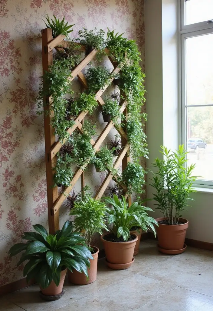 25+ Wall Trellis Ideas to Add Texture and Greenery - 20. Trellis for Indoor Plants