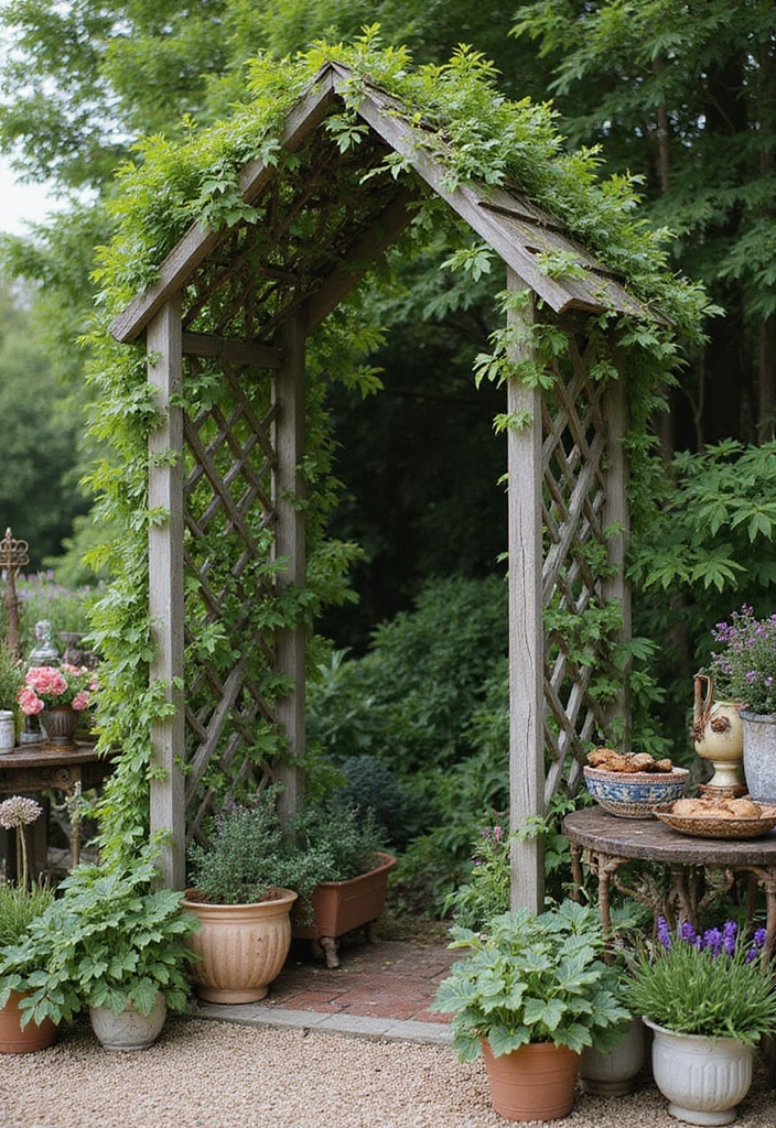 25+ Wall Trellis Ideas to Add Texture and Greenery - 9. Vintage Garden Trellis