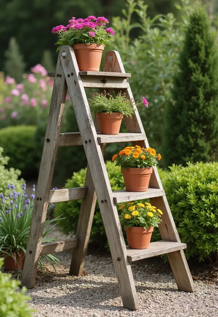 25+ Wooden Planter Ideas for Natural Garden Style 83 25+ Wooden Planter Ideas for Natural Garden Style - 13. Rustic Wooden Steps Planter