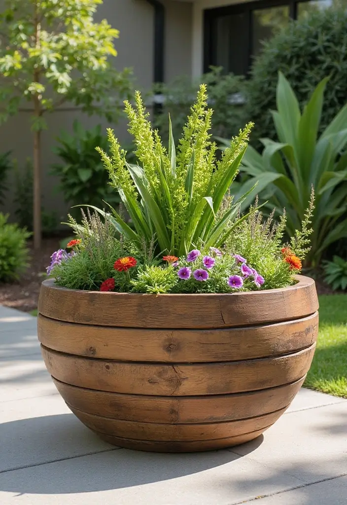 25+ Wooden Planter Ideas for Natural Garden Style 97 25+ Wooden Planter Ideas for Natural Garden Style - 15. Wooden Composite Planters