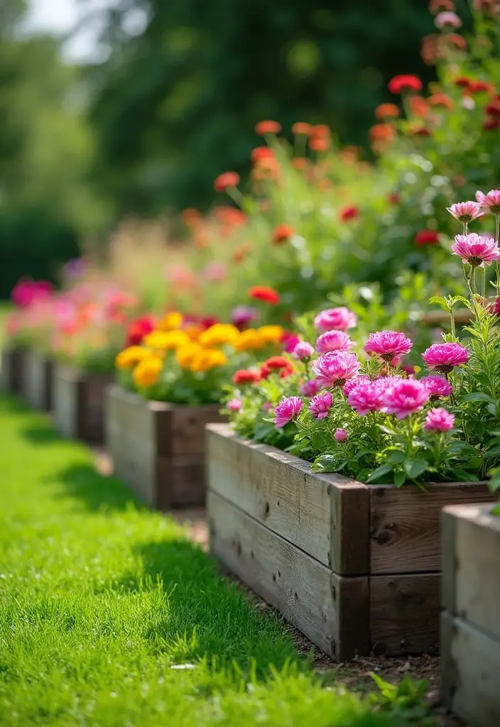 25+ Wooden Planter Ideas for Natural Garden Style 107 25+ Wooden Planter Ideas for Natural Garden Style - 17. Wooden Garden Edging Planters