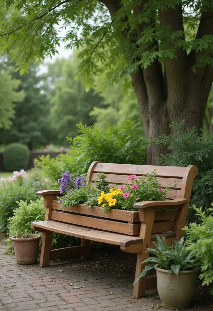 25+ Wooden Planter Ideas for Natural Garden Style 112 25+ Wooden Planter Ideas for Natural Garden Style - 18. Wooden Planter Benches