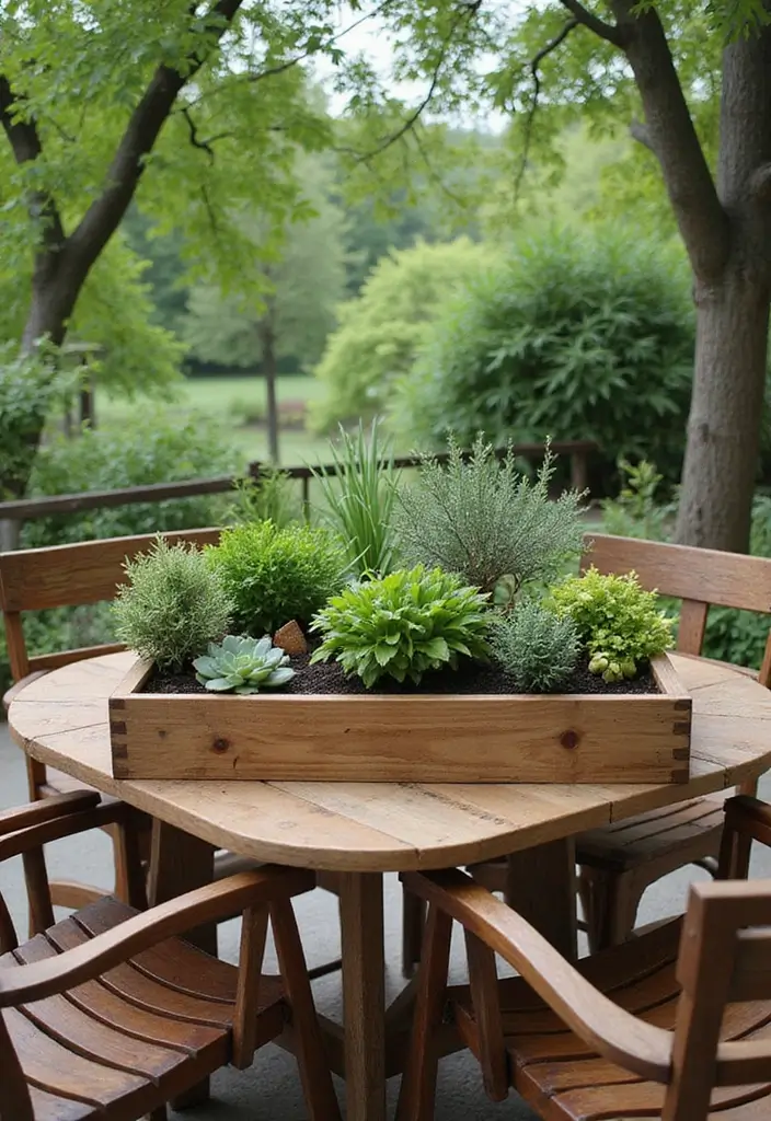 25+ Wooden Planter Ideas for Natural Garden Style 134 25+ Wooden Planter Ideas for Natural Garden Style - 22. Wooden Planter Table