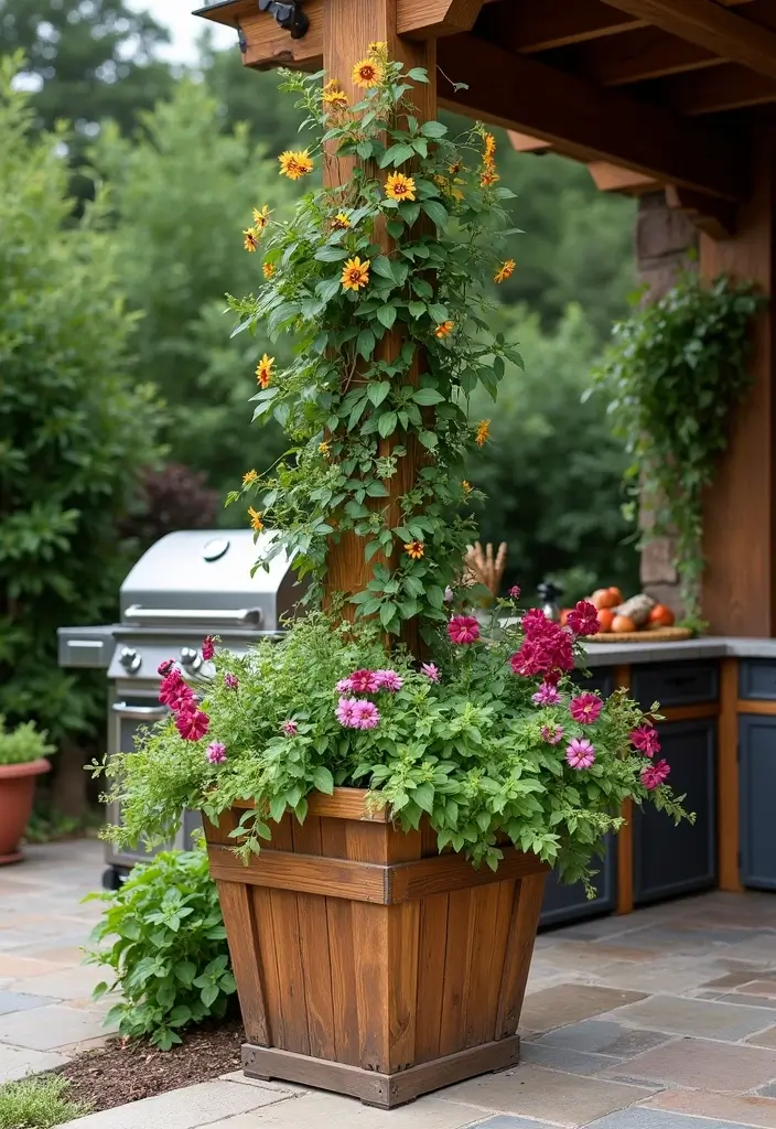 30 BBQ Planter Ideas to Add Greenery to Your Outdoor Grill Area - 10. Corner Planter Innovations