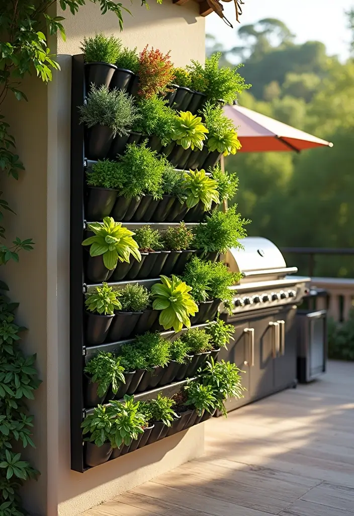 30 BBQ Planter Ideas to Add Greenery to Your Outdoor Grill Area - 13. Vertical Garden Kits