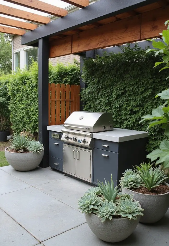 30 BBQ Planter Ideas to Add Greenery to Your Outdoor Grill Area - 16. Succulent Planters