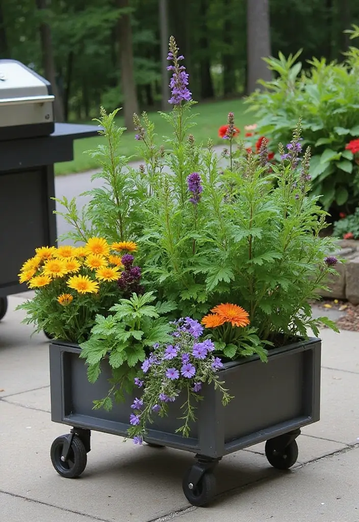30 BBQ Planter Ideas to Add Greenery to Your Outdoor Grill Area - 3. Mobile Planter Boxes
