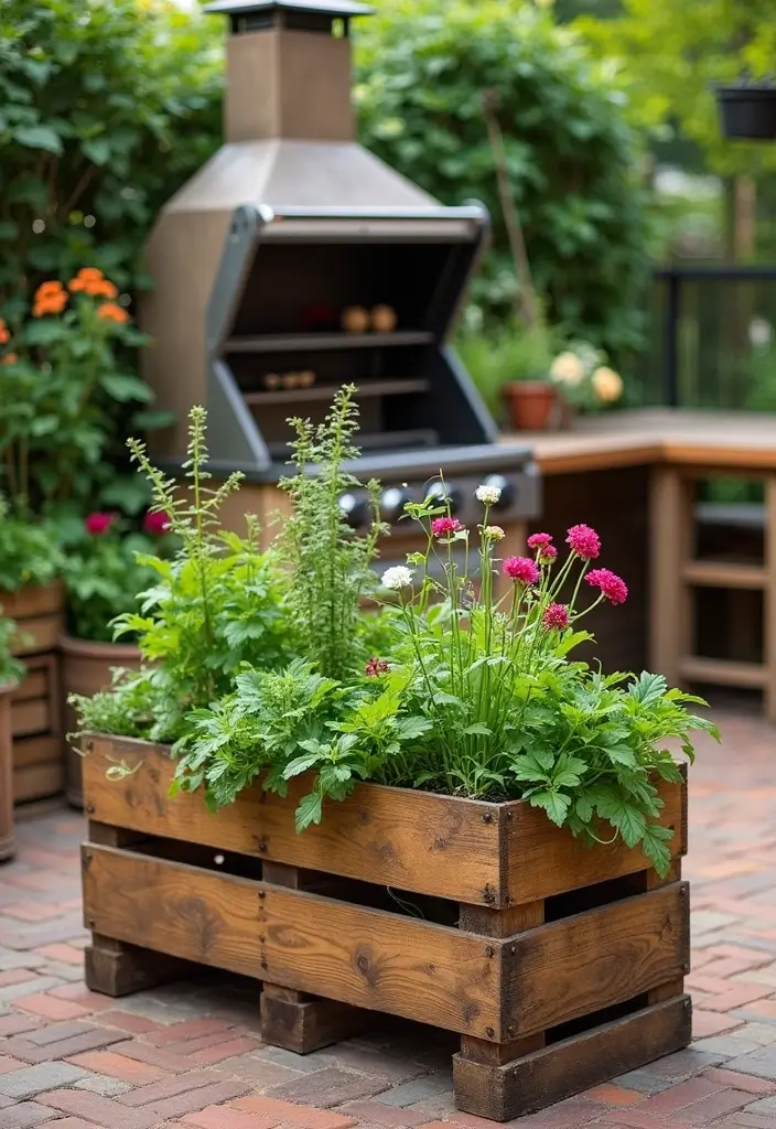 30 BBQ Planter Ideas to Add Greenery to Your Outdoor Grill Area - 4. Repurposed Pallet Planters