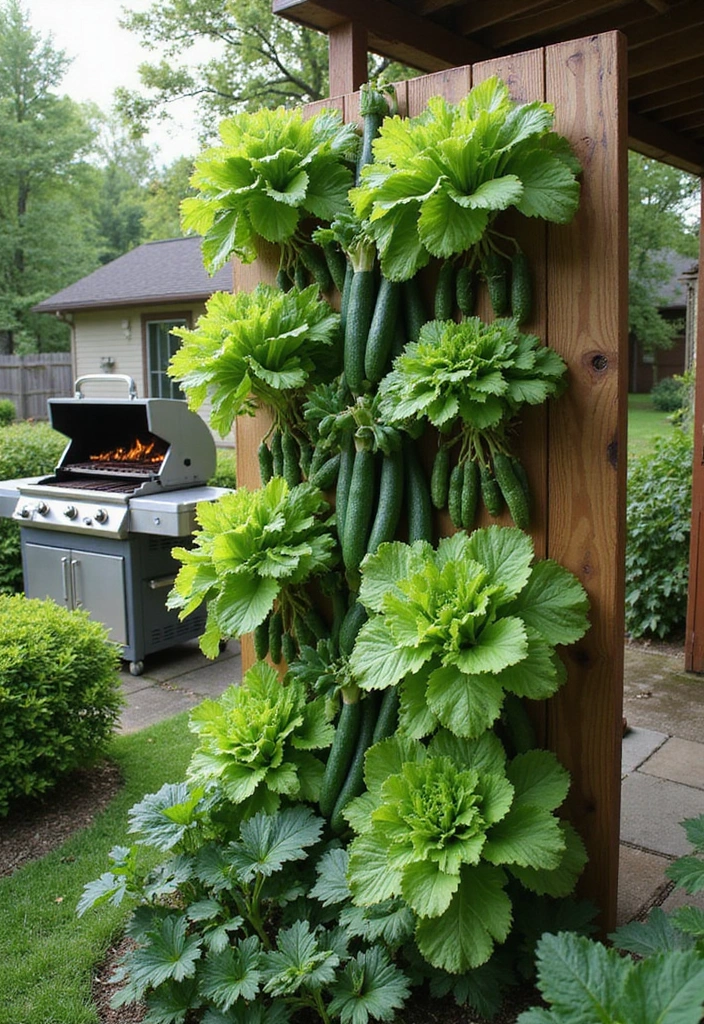 30 BBQ Planter Ideas to Add Greenery to Your Outdoor Grill Area - 6. Vertical Vegetable Garden