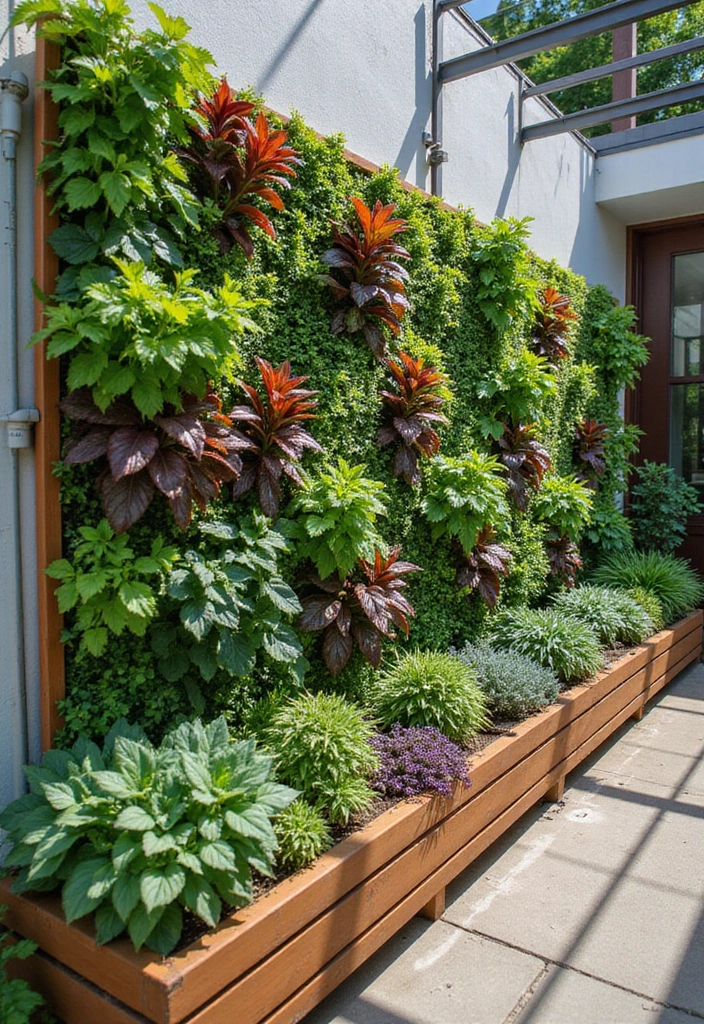 30 BBQ Planter Ideas to Add Greenery to Your Outdoor Grill Area - 7. Green Wall with Drip Irrigation