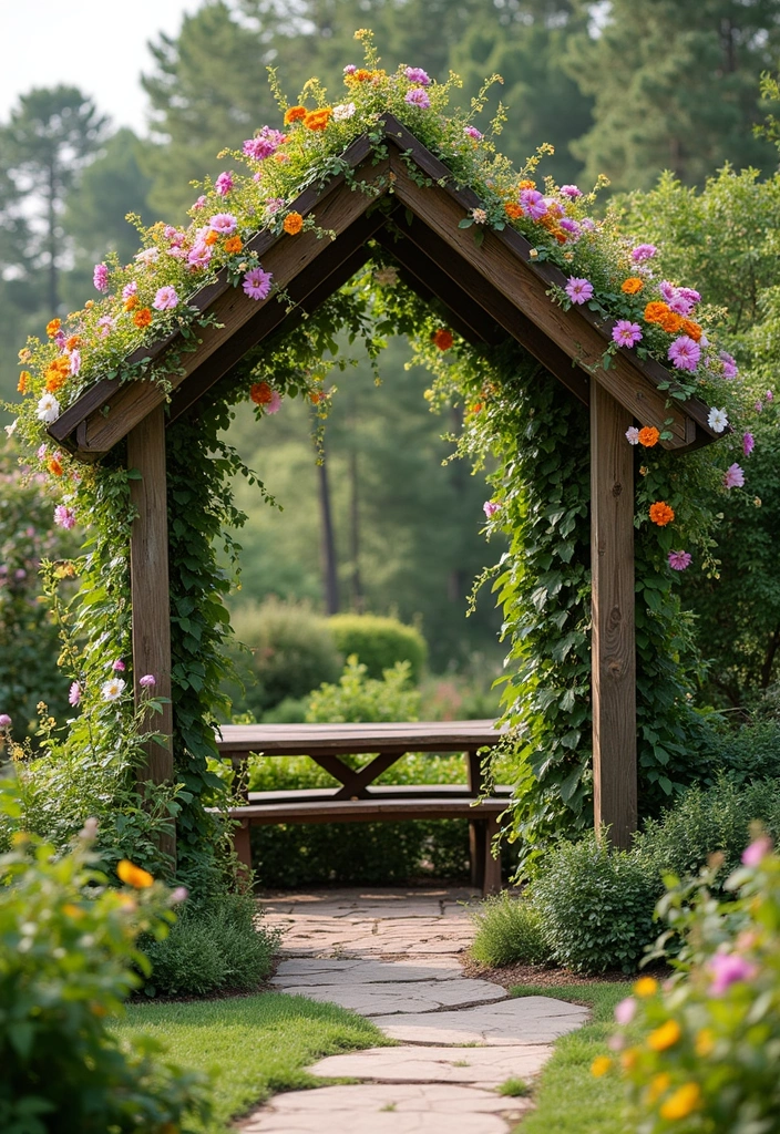 30 Backyard Trellis Ideas to Elevate Your Garden Space 1 30 Backyard Trellis Ideas to Elevate Your Garden Space - 1. Rustic Wooden A-Frame Trellis