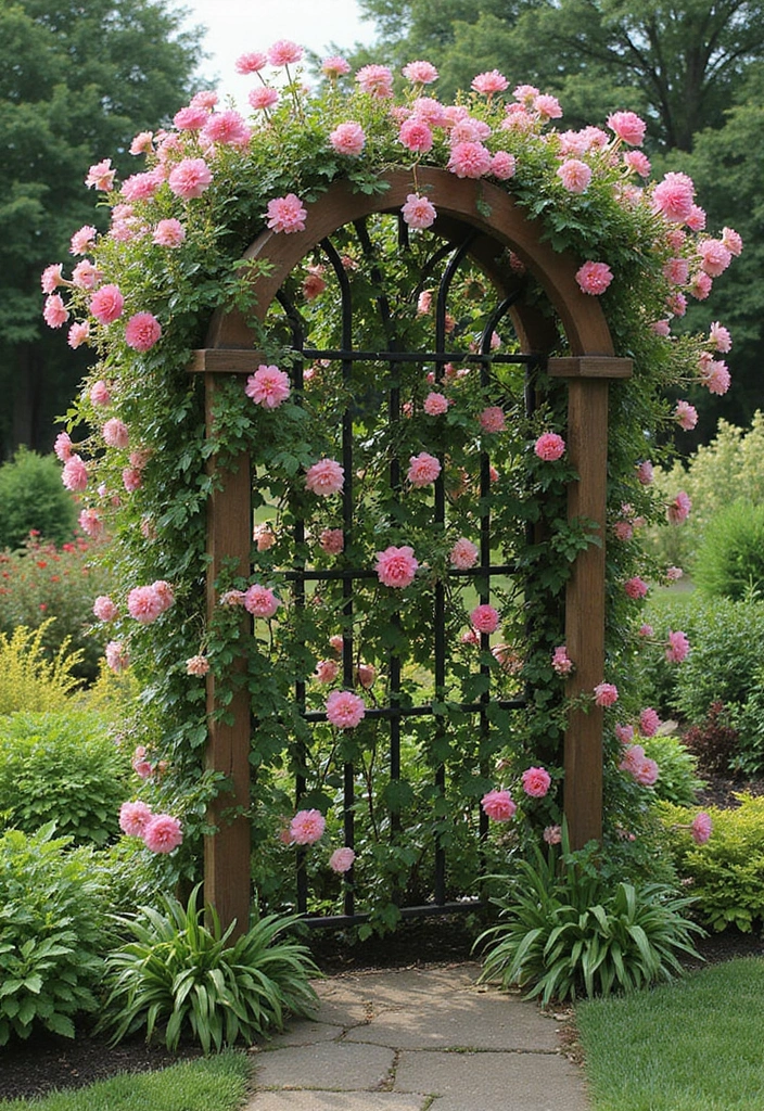 30 Backyard Trellis Ideas to Elevate Your Garden Space 120 30 Backyard Trellis Ideas to Elevate Your Garden Space - 18. Flower Wall Trellis
