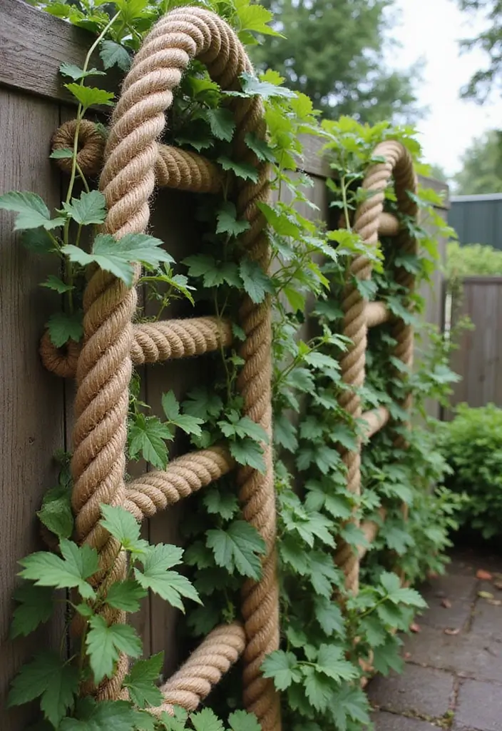 30 Backyard Trellis Ideas to Elevate Your Garden Space 134 30 Backyard Trellis Ideas to Elevate Your Garden Space - 20. Twisted Rope Trellis
