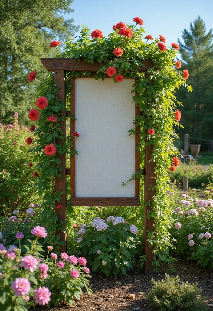 30 Backyard Trellis Ideas to Elevate Your Garden Space 162 30 Backyard Trellis Ideas to Elevate Your Garden Space - 24. Colorful Canvas Trellis