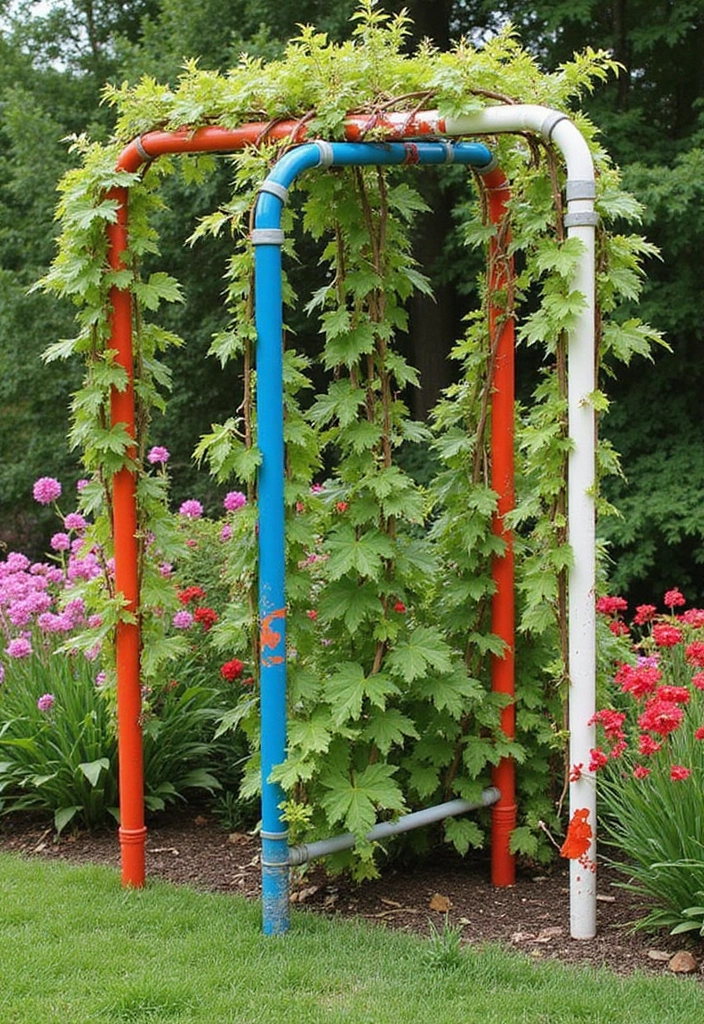 30 Backyard Trellis Ideas to Elevate Your Garden Space 50 30 Backyard Trellis Ideas to Elevate Your Garden Space - 8. DIY PVC Pipe Trellis