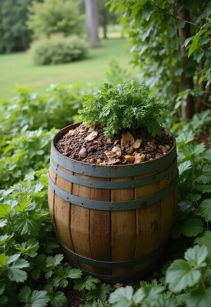 30 Backyard Wine Barrel Planter Ideas for Country Appeal 114 30 Backyard Wine Barrel Planter Ideas for Country Appeal - 18. Wine Barrel Compost Bin