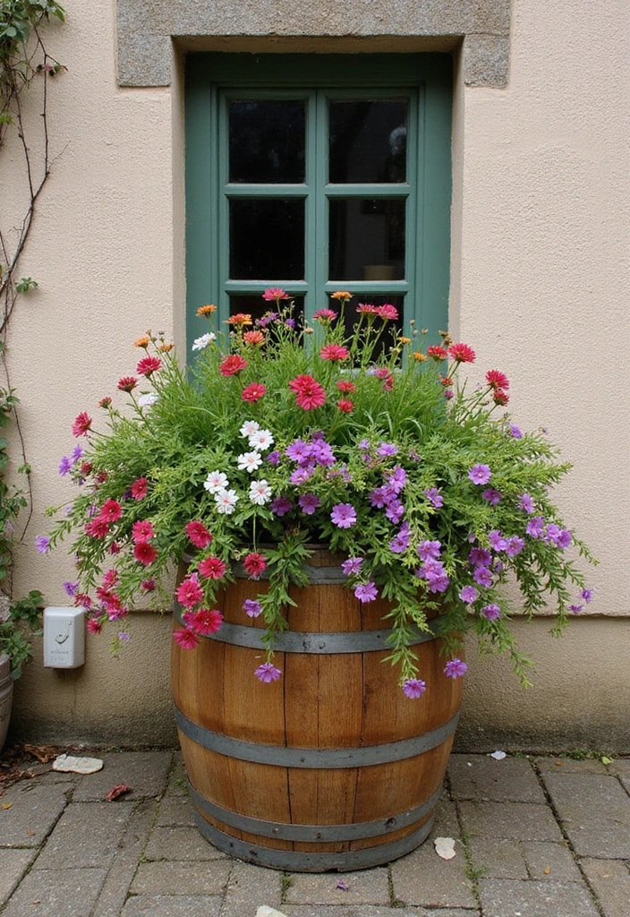 30 Backyard Wine Barrel Planter Ideas for Country Appeal 131 30 Backyard Wine Barrel Planter Ideas for Country Appeal - 21. Vertical Window Box Planter