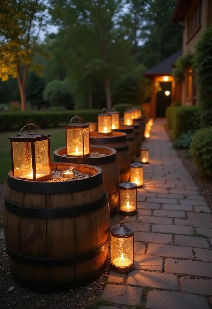 30 Backyard Wine Barrel Planter Ideas for Country Appeal 144 30 Backyard Wine Barrel Planter Ideas for Country Appeal - 24. Rustic Outdoor Lanterns
