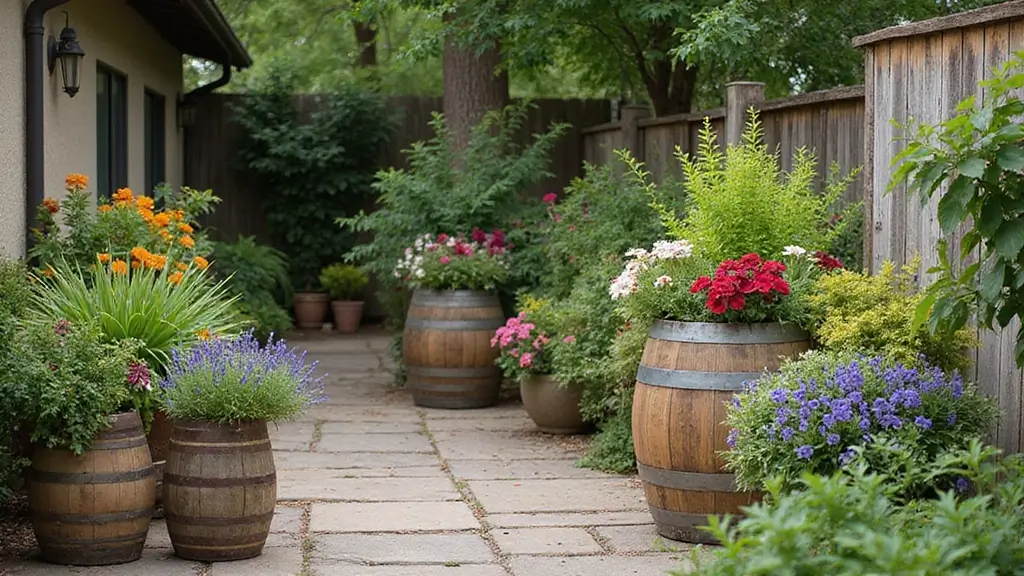 30 Backyard Wine Barrel Planter Ideas for Country Appeal
