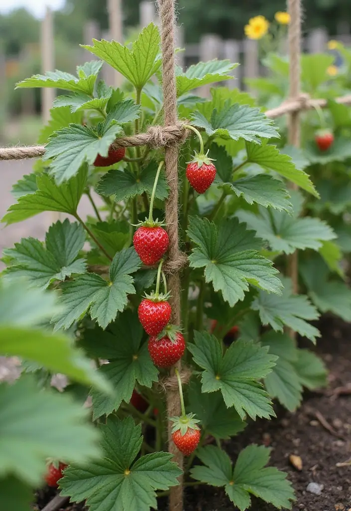 30 Berry Trellis Ideas for Sweet Organized Harvests - 21. Simple String Trellis