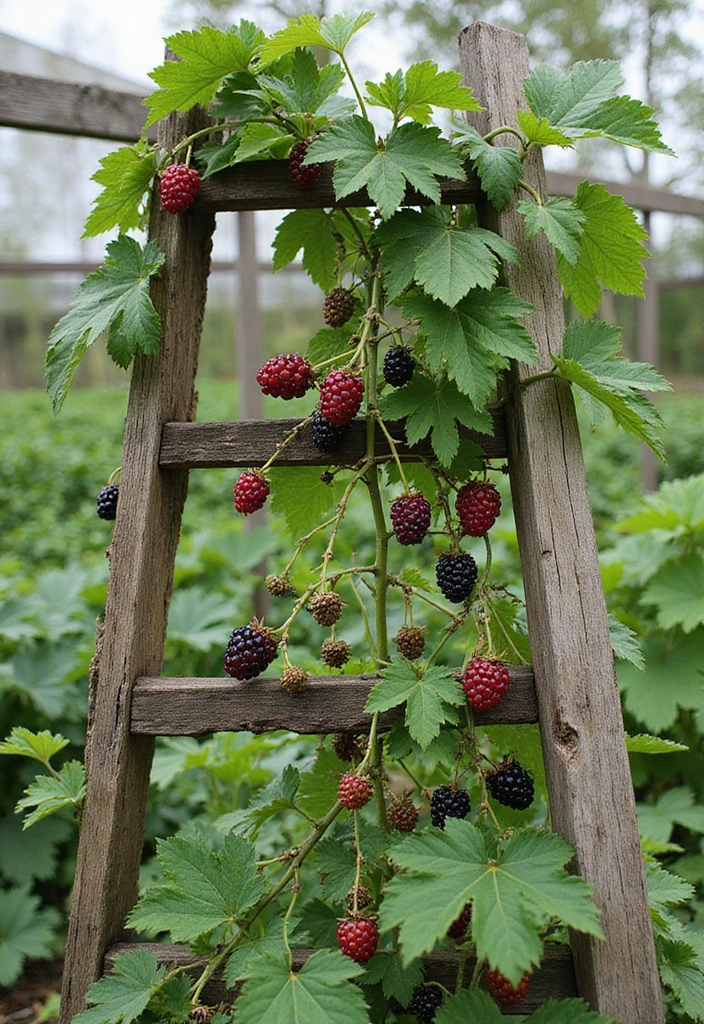 30 Berry Trellis Ideas for Sweet Organized Harvests - 24. Horizontal Ladder Trellis