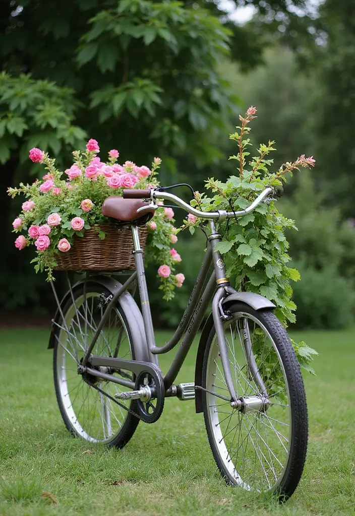 30 Bike Planter Ideas for a Vintage Garden Touch - 1. Classic Bicycle Frame Planter