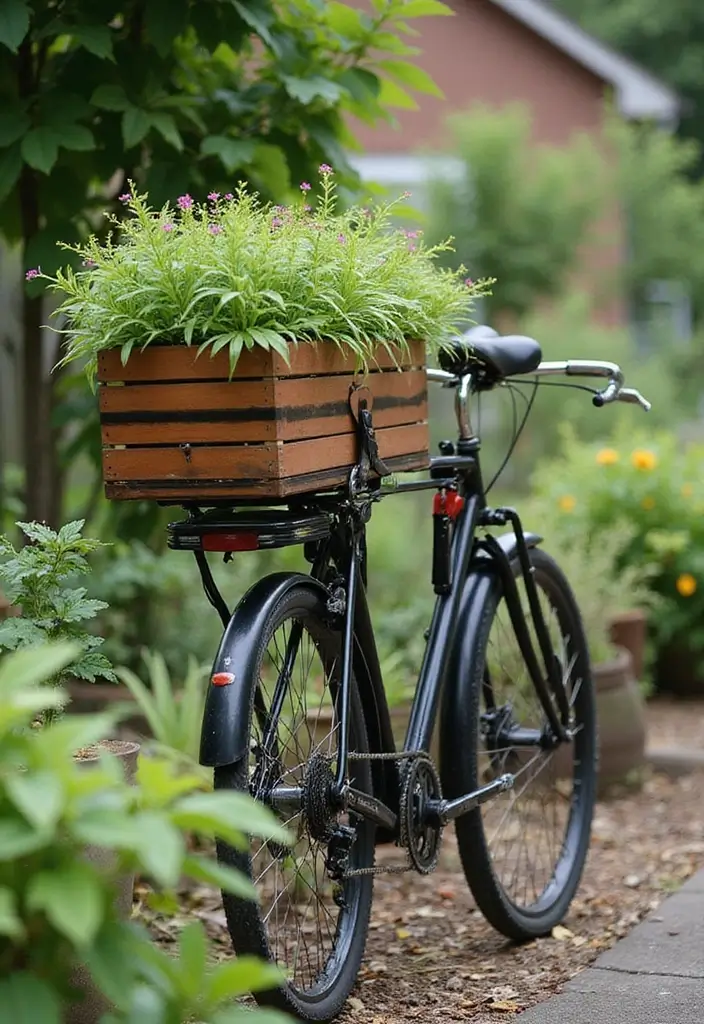 30 Bike Planter Ideas for a Vintage Garden Touch - 27. Bicycle Planter with Drip Irrigation