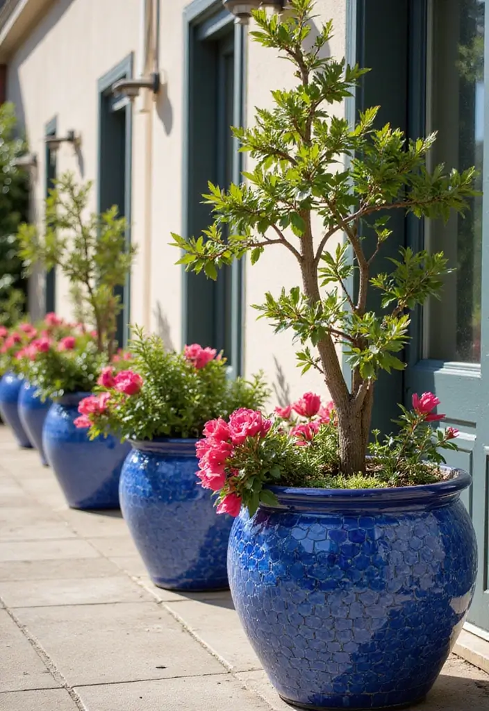 30 Blue Planter Ideas That Bring Calm Coastal Vibes 65 30 Blue Planter Ideas That Bring Calm Coastal Vibes - 11. Blue Mosaic Planters