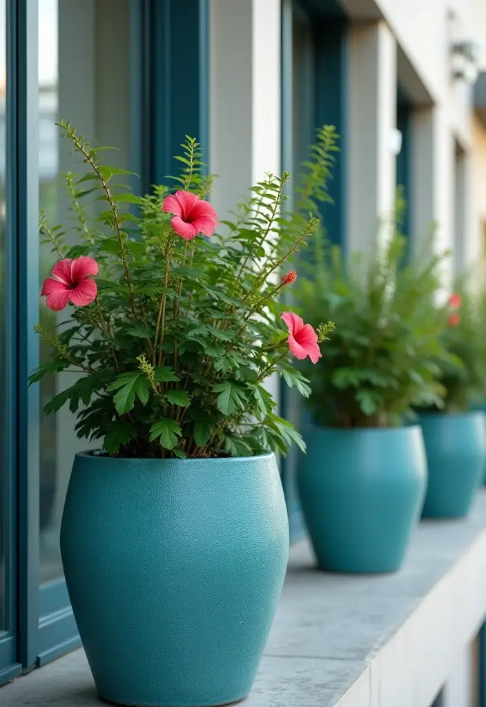 30 Blue Planter Ideas That Bring Calm Coastal Vibes 82 30 Blue Planter Ideas That Bring Calm Coastal Vibes - 14. Deep Sea Blue Textured Planters