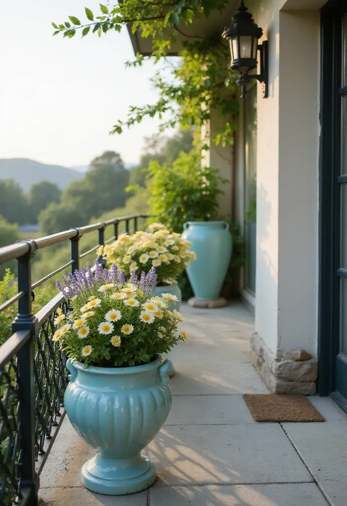 30 Blue Planter Ideas That Bring Calm Coastal Vibes 8 30 Blue Planter Ideas That Bring Calm Coastal Vibes - 2. Soft Sky Blue Ceramic Planters