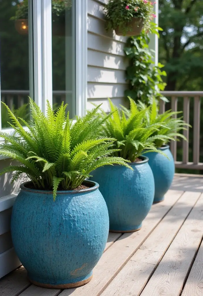 30 Blue Planter Ideas That Bring Calm Coastal Vibes 134 30 Blue Planter Ideas That Bring Calm Coastal Vibes - 22. Textured Blue Fiber Planters