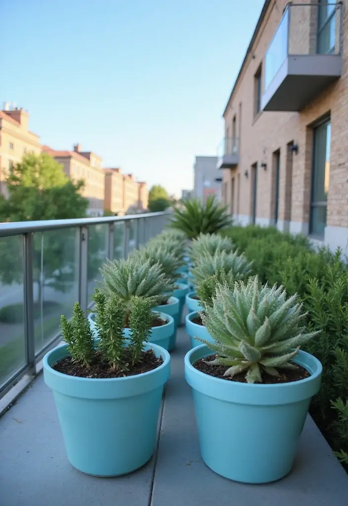 30 Blue Planter Ideas That Bring Calm Coastal Vibes 148 30 Blue Planter Ideas That Bring Calm Coastal Vibes - 24. Light Blue Urban Planters