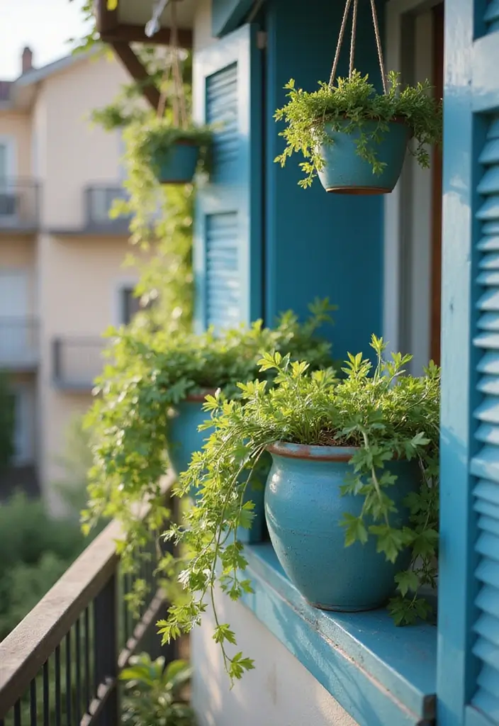 30 Blue Planter Ideas That Bring Calm Coastal Vibes 174 30 Blue Planter Ideas That Bring Calm Coastal Vibes - 28. Cool Blue Terracotta Hanging Planters