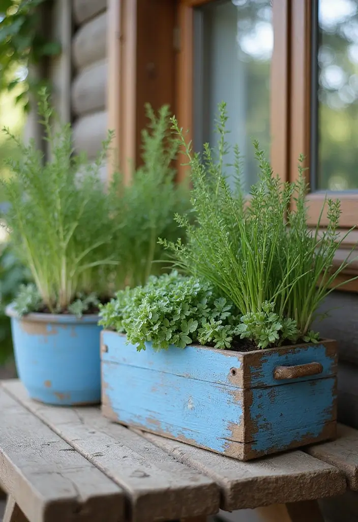 30 Blue Planter Ideas That Bring Calm Coastal Vibes 15 30 Blue Planter Ideas That Bring Calm Coastal Vibes - 3. Rustic Blue Wooden Planters