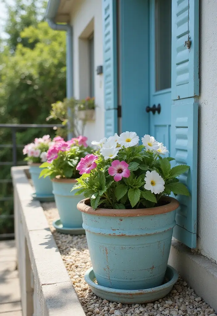 30 Blue Planter Ideas That Bring Calm Coastal Vibes 53 30 Blue Planter Ideas That Bring Calm Coastal Vibes - 9. Light Blue Terracotta Pots