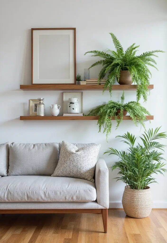 30 Boston Fern Planter Ideas for Lush Green Corners 64 30 Boston Fern Planter Ideas for Lush Green Corners - 10. Floating Shelves with Ferns
