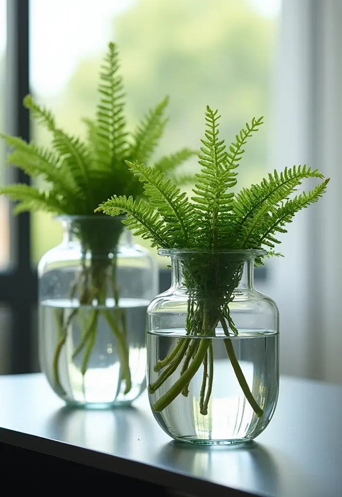 30 Boston Fern Planter Ideas for Lush Green Corners 95 30 Boston Fern Planter Ideas for Lush Green Corners - 15. Elegant Glass Planters