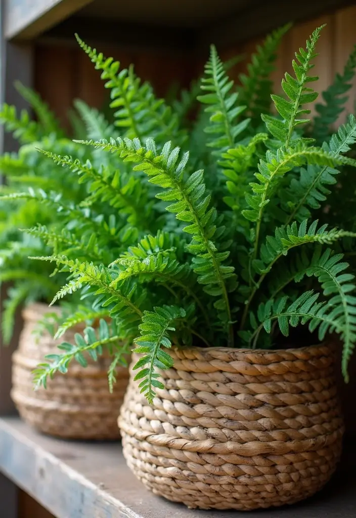 30 Boston Fern Planter Ideas for Lush Green Corners 170 30 Boston Fern Planter Ideas for Lush Green Corners - 26. Ferns in Woven Baskets