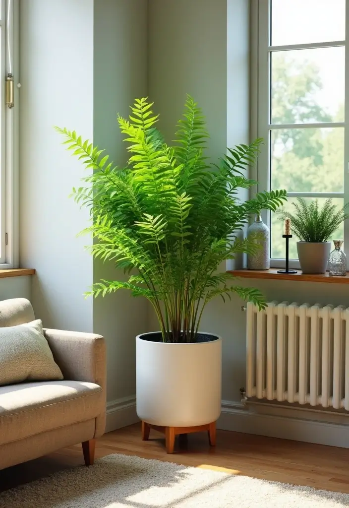 30 Boston Fern Planter Ideas for Lush Green Corners 22 30 Boston Fern Planter Ideas for Lush Green Corners - 4. Corner Floor Planter