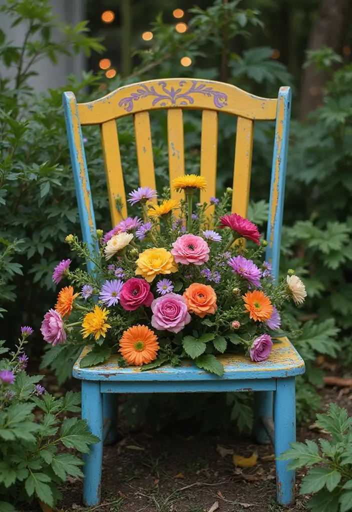 30 Chair Planter Ideas That Turn Old Furniture Into Art - 10. The Colorful Chair