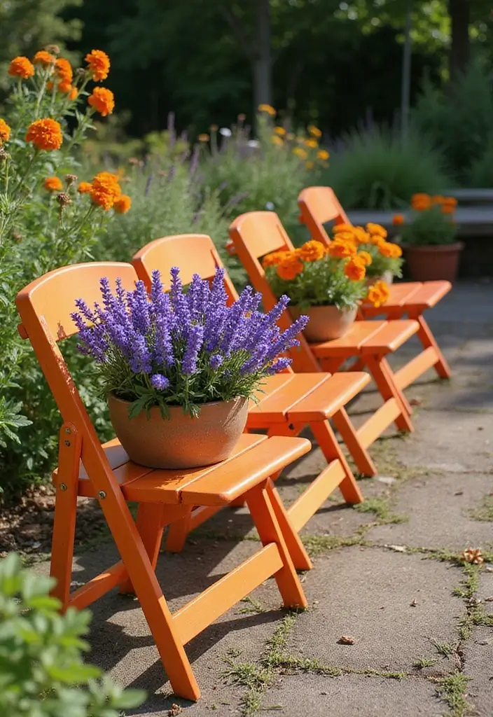 30 Chair Planter Ideas That Turn Old Furniture Into Art - 12. The Foldable Chair Garden