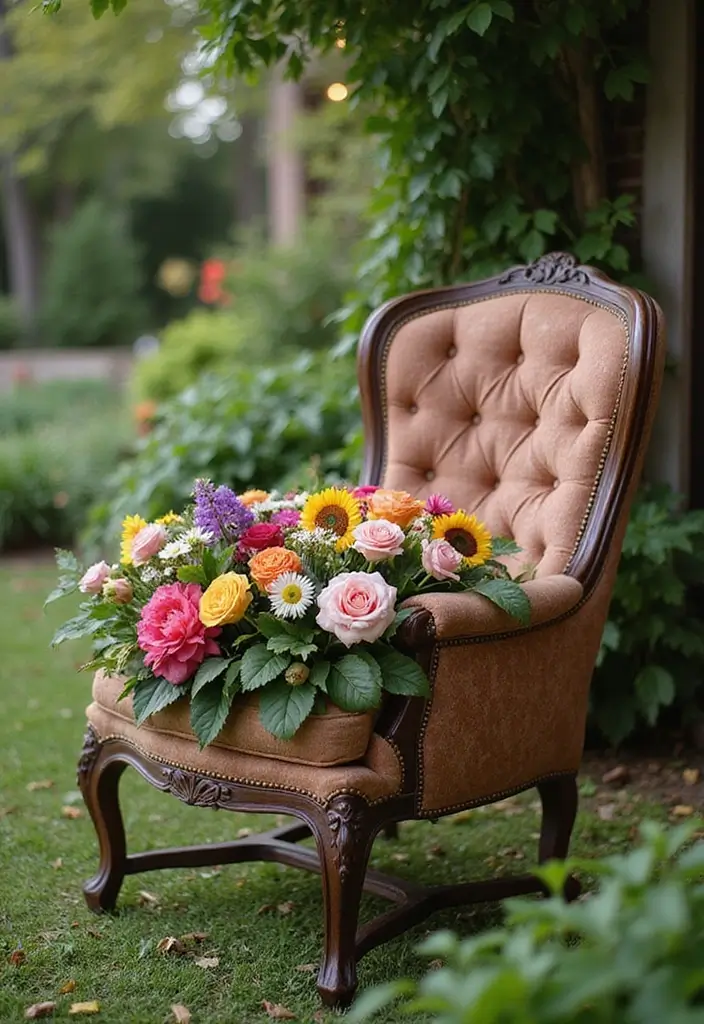 30 Chair Planter Ideas That Turn Old Furniture Into Art - 16. The Armchair Planter