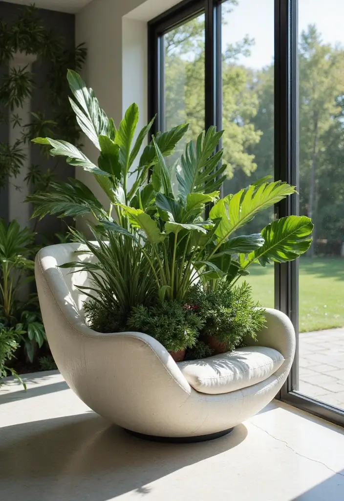 30 Chair Planter Ideas That Turn Old Furniture Into Art - 17. The Modern Design