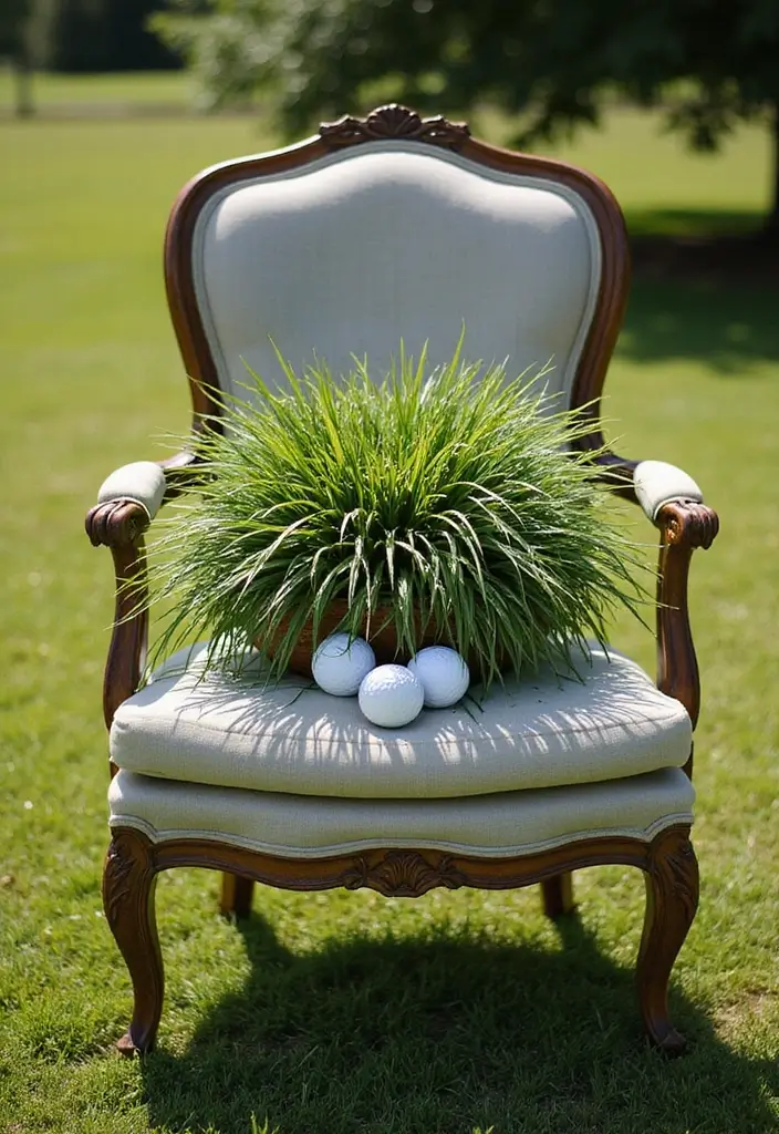 30 Chair Planter Ideas That Turn Old Furniture Into Art - 22. The Vintage Golf Chair